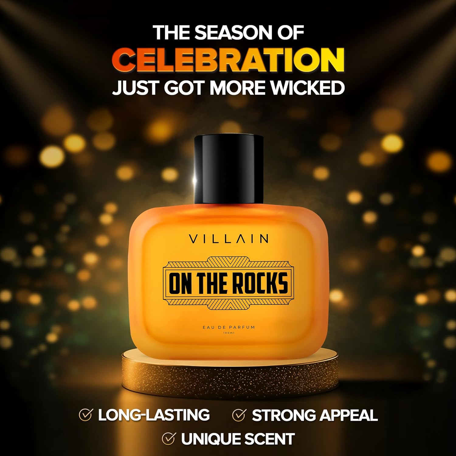 Villain On The Rocks Eau De Parfum For Men 100ml 3.4 Fl.oz. Ideal Gift For Men | Long Lasting