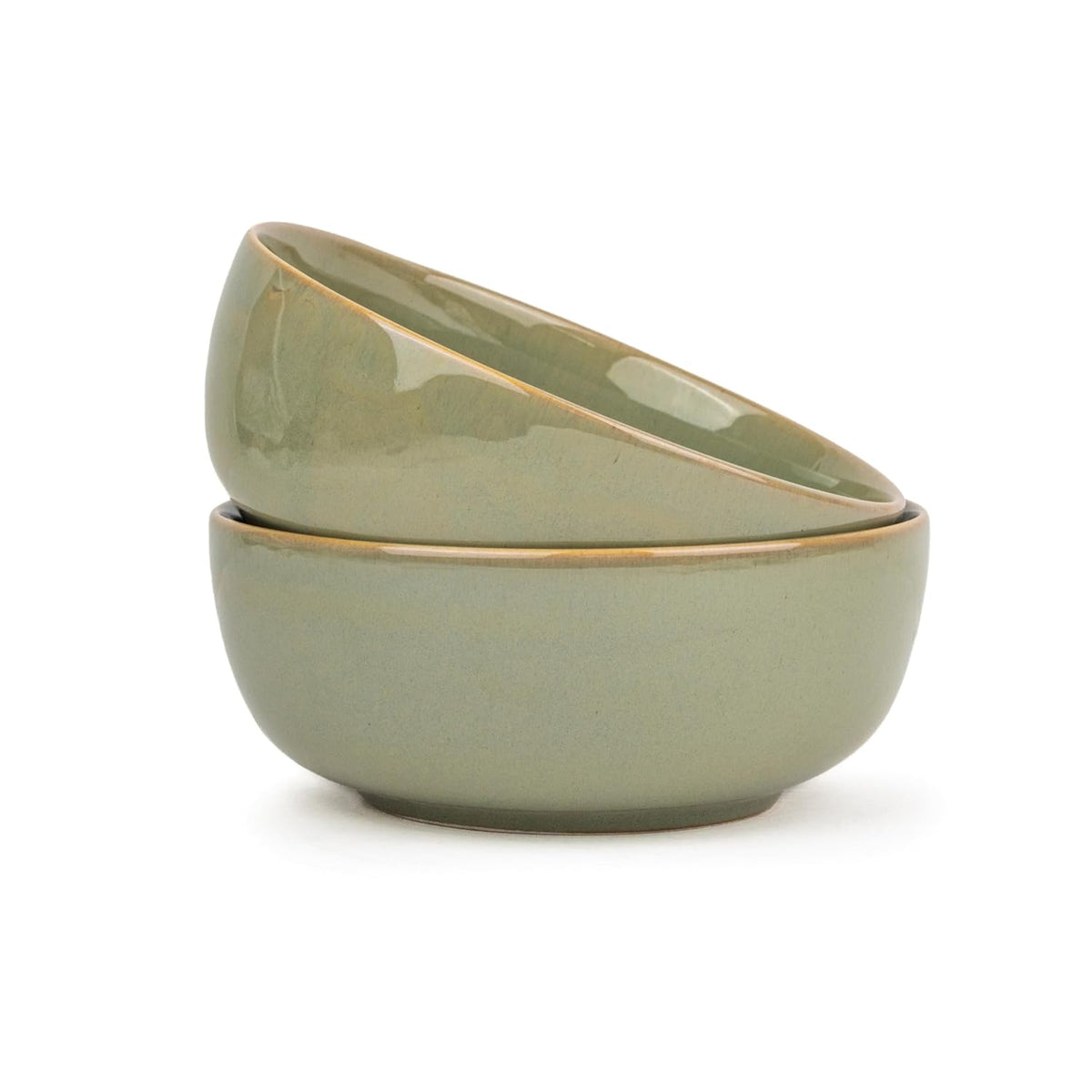 Ceramic Medium Bowl Set Of 2 Pieces - 18cm, Pistachio Green Reactive, 1000ml Each | Glossy Finish Stoneware Ceramic Serving Bowls | Ceramic Bowl - Pasta Serving Bowl | Microwave Safe