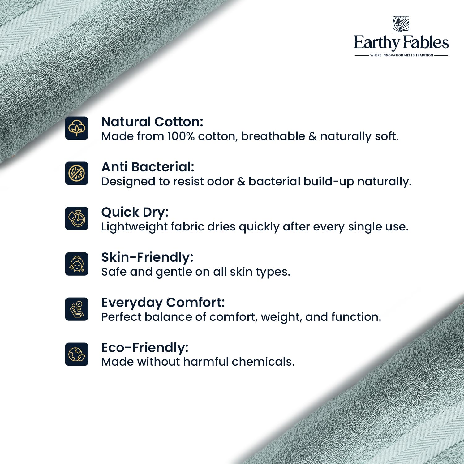 Earthy Fables Airlux Bath Towel 500 Gsm | Pure Carded Cotton, Soft, Absorbent, Quick Dry & Skin-Friendly Towel (Seafoam)