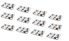 Silver Stainless Steel Sandwich Tray Set, 5 Pieces, Microwave Safe | Set Of 5 Individual Trays In 1 - Pack Of 12, Rectangular Shape