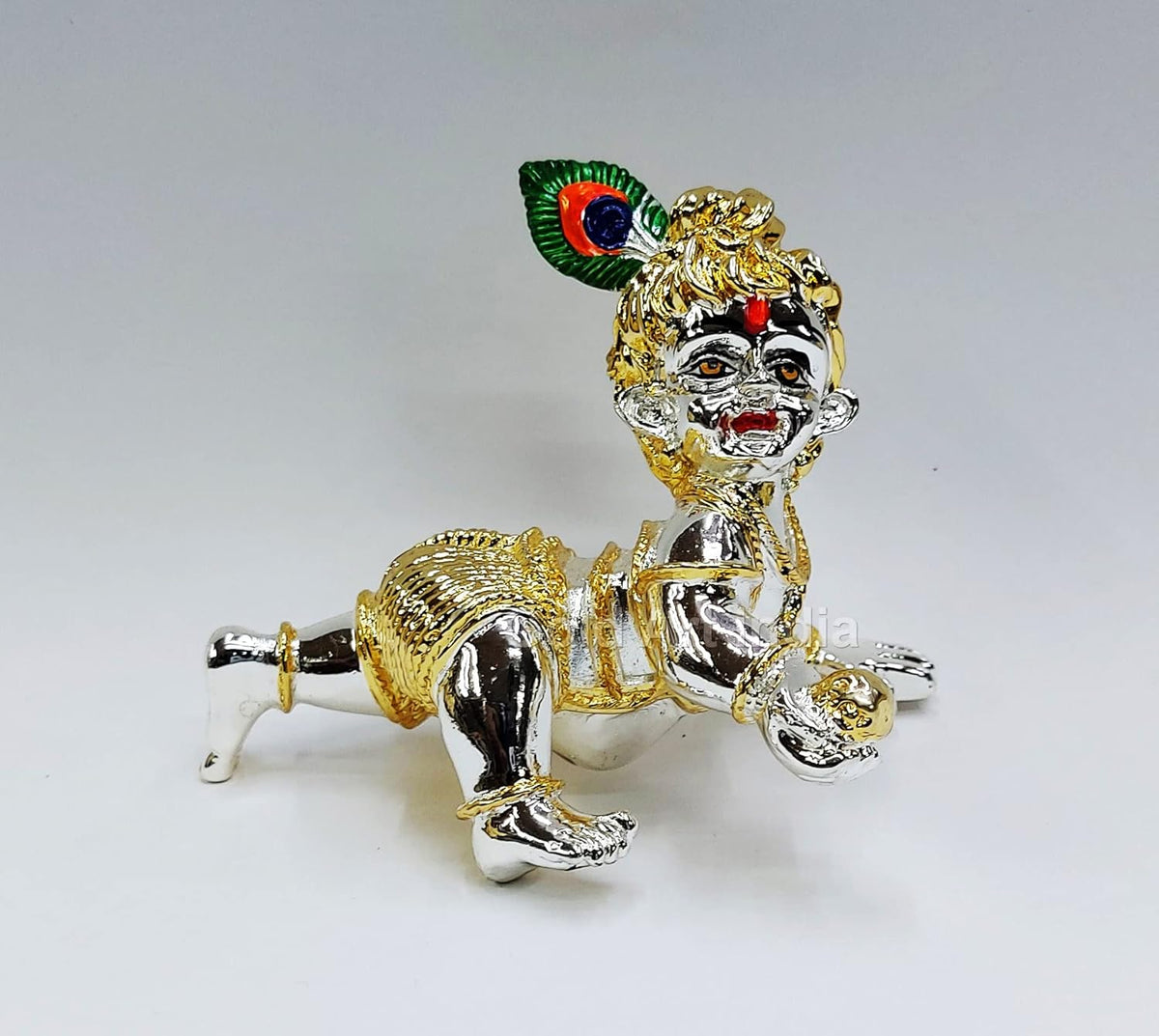 Laddu Gopal Idol, Gold & Silver Plated | Bal Gopal Idol, Synthetic Resin, Idol, Traditional Style, Two Tone, Handmade, Special Occasions, Makhan Chor Idol