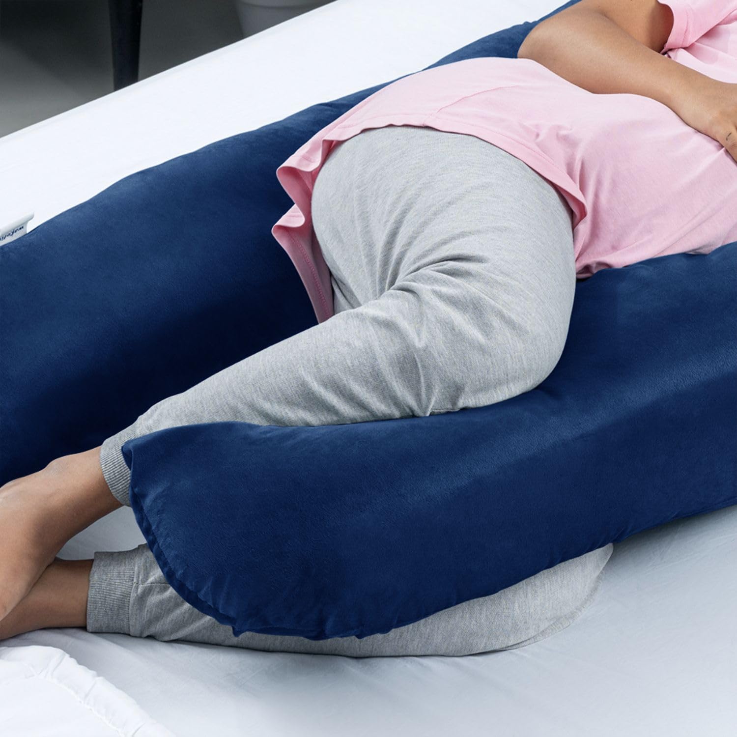 Pregnancy Pillow, U Shaped Pillow, Maternity Pillow For Sleeping - Dark Blue | Pillow For Pregnant Women, Velvet Cover | Full Body Support For Better Sleep, Pillow For Back Support