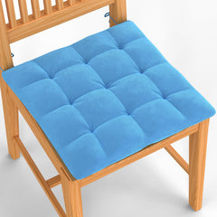 Square Chair Pads Cushion, For Comfortable Sitting, Sky Blue Color - 40 X 40 Cm | Seat Cushions With Ties For Sitting, Pooja, Dining & Office Table | Furniture Cushion, Washable - Pack Of 1