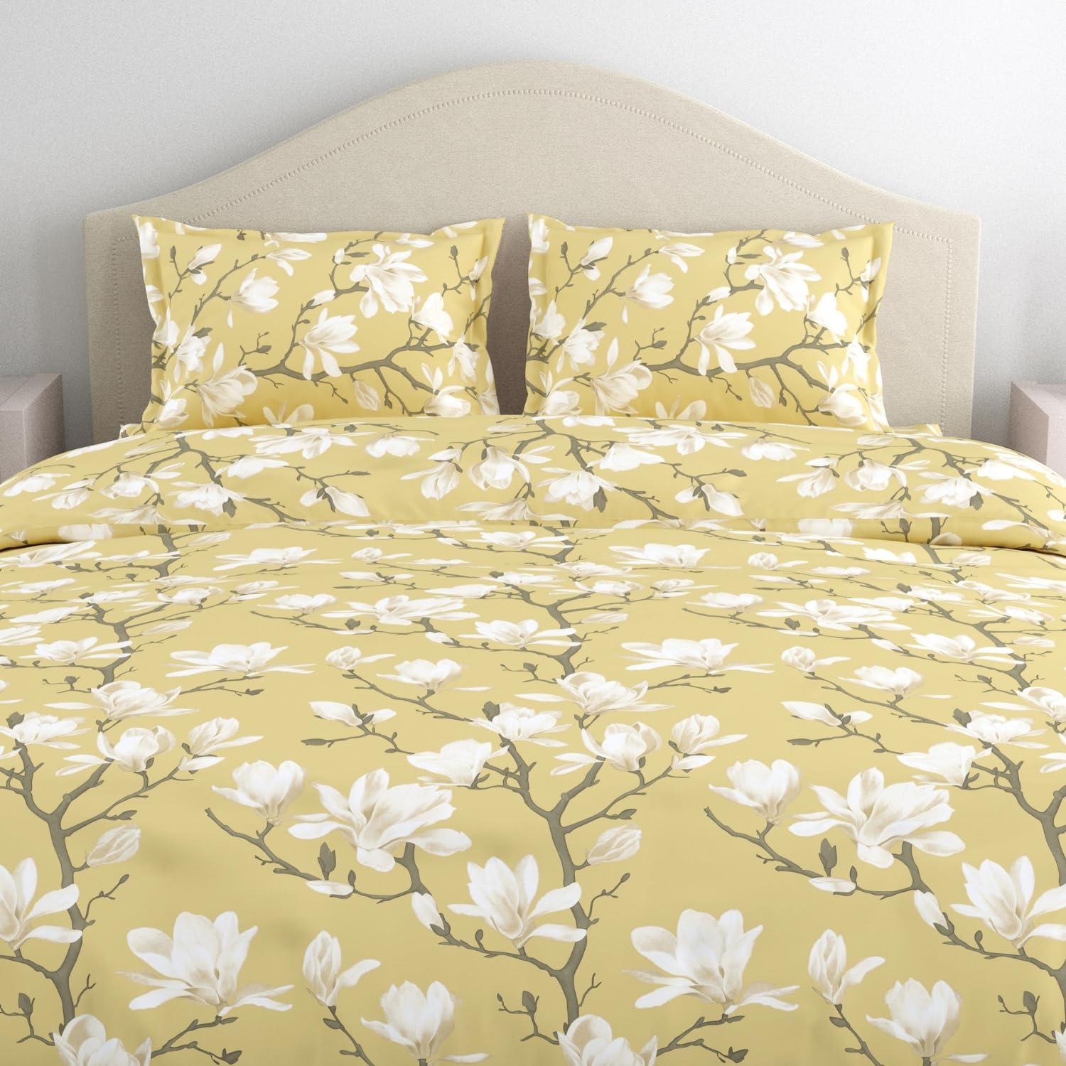 King Size Pure Cotton Bedsheet With 2 Pillow Covers | 108 X 108 Inches, Light Yellow | Perfect For Gifting On Weddings, Housewarmings, Or Anniversaries