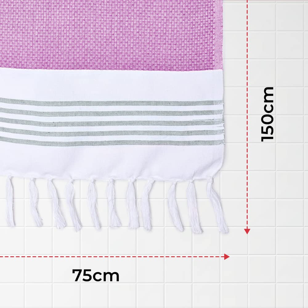 The Better Home Cotton Large Size Bath Towel 600 Gsm | Soft Towel For Men Women Anti-Odour High Absorbency Quick Dry Towel (Purple) - 2 Pcs