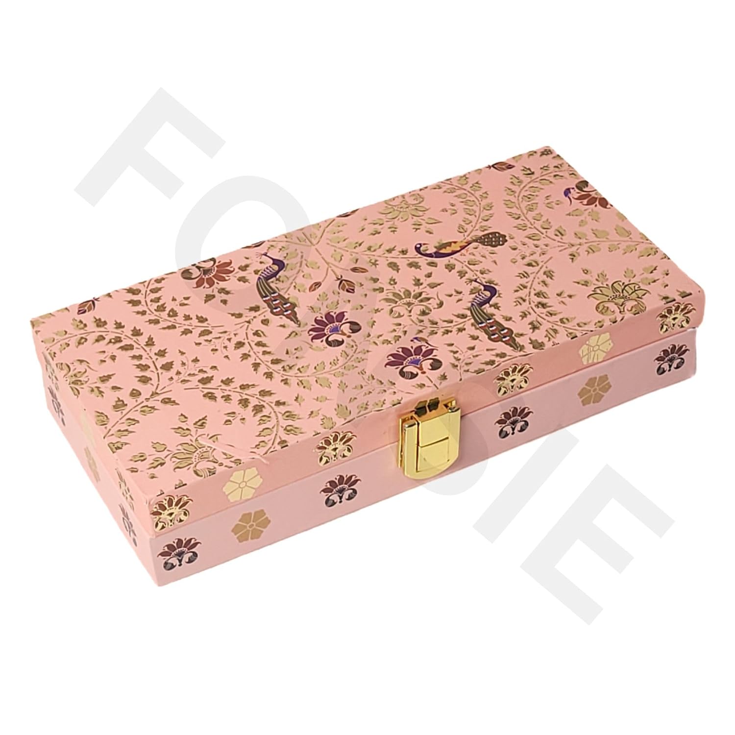 Fancy Shagun Cash Box Or Gaddi Box For Gifting Money On Wedding, New Born Baby, Ring Ceremony Pattern1pc, Material - Wood, Colour - Peacock Peach