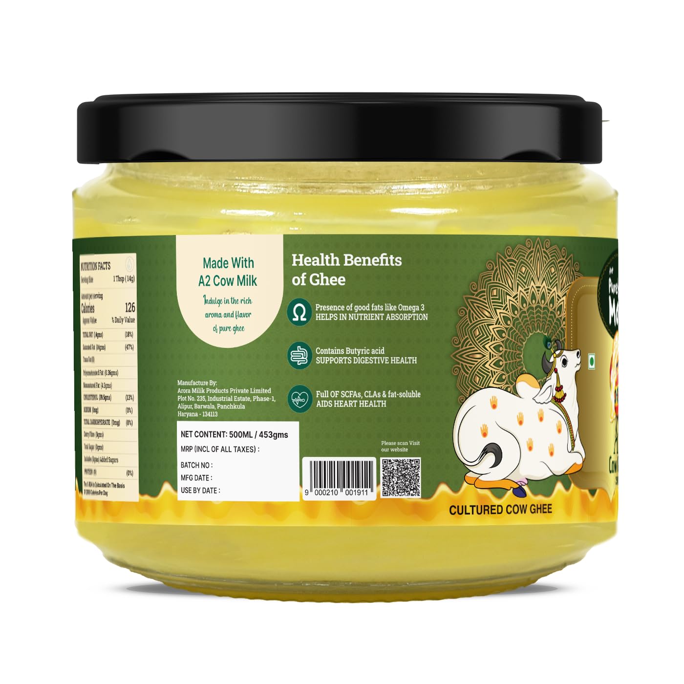 100% Pure Premium A2 Cow Ghee By AMP Purely Moo | Natural & Healthy Desi A2 Cow Ghee Perfect For Digestive Health | (250ml) 8.4 Ounce | Jar Pack