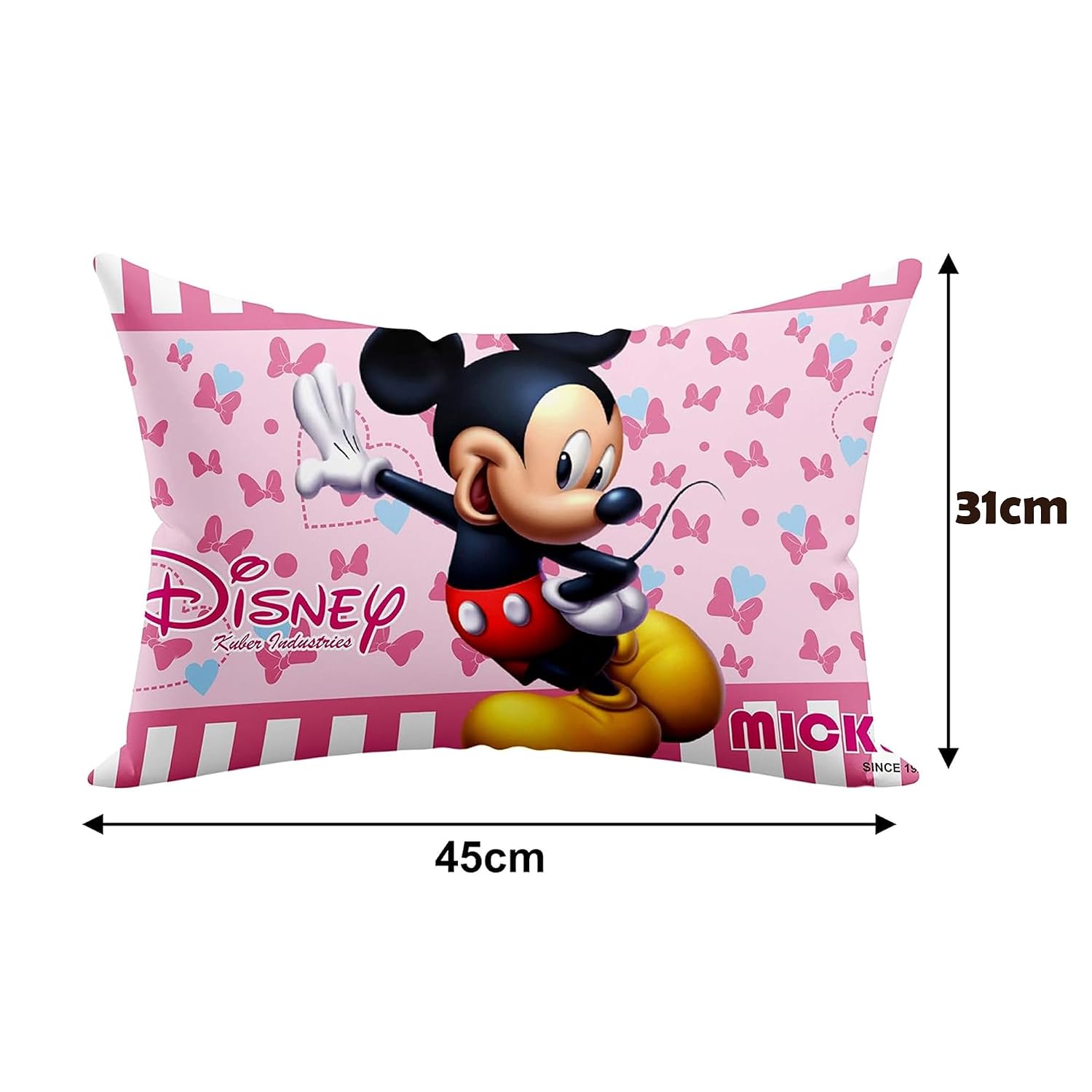 Kid's Disney Mickey & Minnie Pillow For Sleeping, Pink - 12 X 18 Inches | Cozy & Fluffy Super Soft Pillow | Suitable For All Sleepers, Multipurpose & Comfortable, Breathable - 2 Pcs