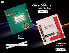 Aarogyam Herbals Pack Of 2 Flavours 100% Tobacco & Nicotine Free Cigarette For Relieve Stress & Mood Enhance Product Paan, Strawberry - 10 Sticks X 2 Packets