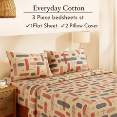 Cotton Double Bedsheet With 2 Pillow Covers 100% Pure Cotton - 90 X 100 Inches, Cream | Soft & Breathable Perfect For Gifting On Weddings Bedsheet