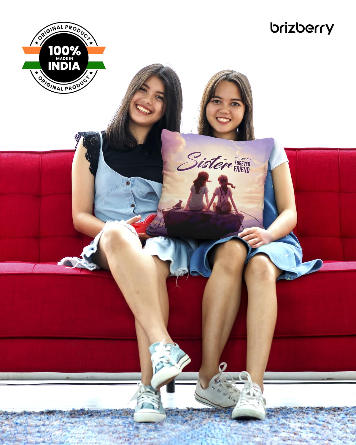 Pillow Cushion For Best Sister, Premium Pillow - 16 X 16 Inch | Unique Thoughtful Cute Birthday Diwali Pillow Gift For Best Sister | Premium Filler Cushion, Dual-Sided Design - Design 20