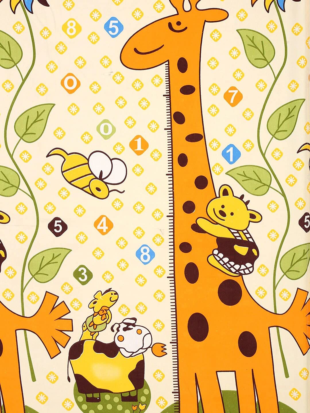 Microfiber Kids Giraffe Elastic Fitted Double Bedsheet With 2 Pillow Covers | 90 X 90 Inches, Yellow | Normal Hand Wash Or Machine Wash