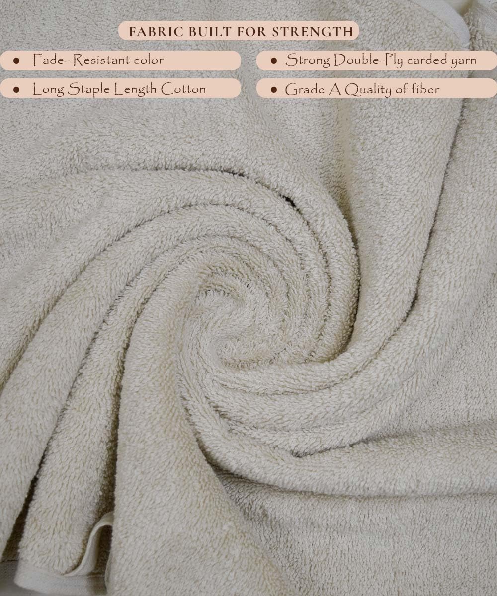 Rangoli Soft Absorbent Durable Towels Earthly Egyption Cotton Plush Luxurious Large Size Bath Towel 1000 Gsm (Beige)- Pack Of 2