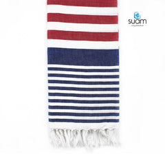 Suam Suntails Luxury Pure Cotton Towels 400 Gsm | Absorbent, Quick Dry Super Soft Ideal For Bath, Beach, Swimming & Travel Standard Size (Dark Blue & Red), 250 Tc