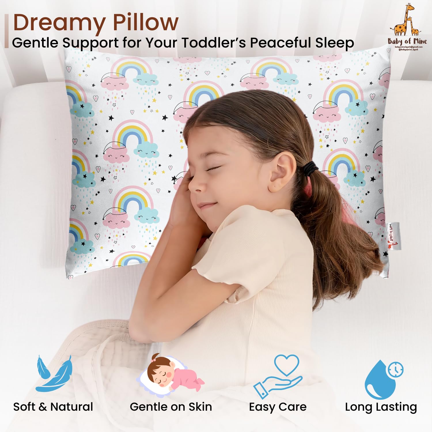 Premium Baby Pillow For Kids, Super Soft Cotton Kids Cushion - 12 X 18 Inches | For 5 Years Old Kids, Adorable Animal & Cartoon Prints | Bed Pillow, Washable, Easy To Care - Pillow 17