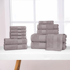 Trident Soft Comfort Air Rich Bath Towels 500 Gsm | 100% Cotton Towel, Super Soft, Highly Absorbent 12 Pieces - Charcoal