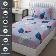 Microfiber Single Bedsheet Set With 1 Pillow Covers (60 X 90 Inches) Multicolor | Durable & Long-Lasting | 144 Thread Count | Wrinkle Free