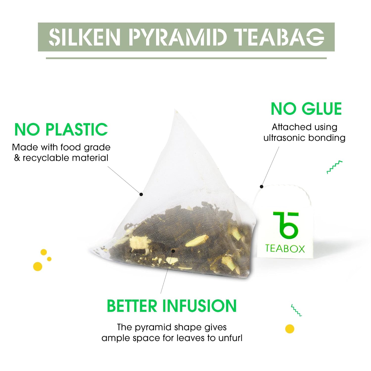 Teabox Jasmine Green Tea - 50 Pyramid Teabags | Made With 100% Whole Leaf - Natural Jasmine Flowers Sourced From Madurai | Low Caffeine, 0% Bitterness