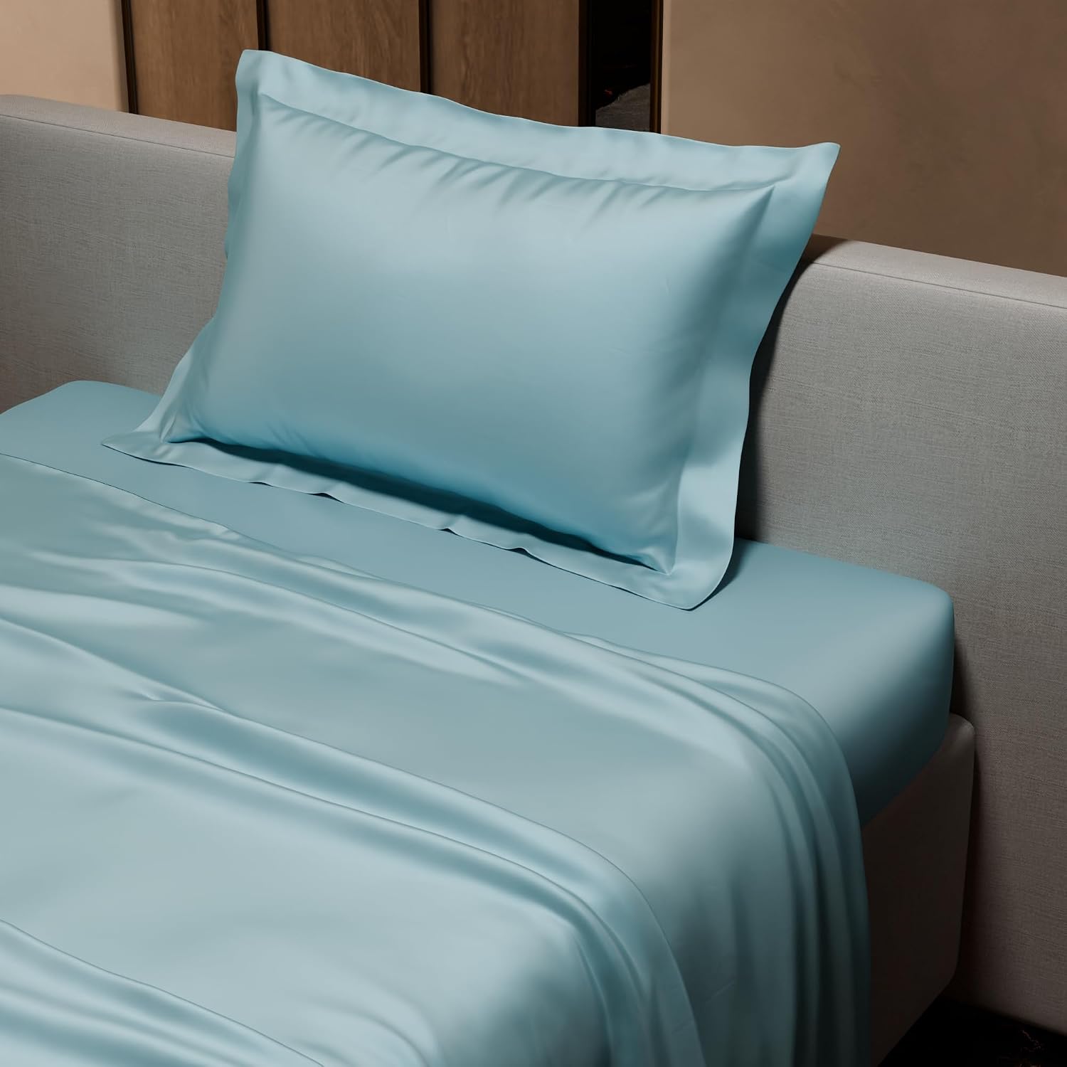 Single Bedsheet With 1 Pillow Cover - 60 X 90 Inches, Dreamy Blue | Premium Bedding Set, Home Decor, Wedding Gift For Couples, Housewarming, Anniversary
