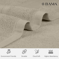 Bama 100% Cotton Hand Towel 500 Gsm | Soft & Absorbent Hand Towels For Bathroom, Kitchen, Gym (Light Brown) - Set Of 2