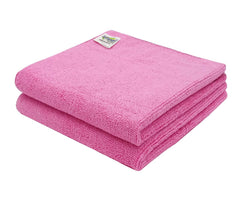 Softspun Microfiber Cleaning Cloths Towel Set 300 Gsm | Highly Absorbent Lint And Streak Free Multi-Purpose Wash Cloth For Kitchen, Car, Stainless (2 Pcs)- Pink