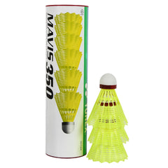 Yonex MAVIS 350 Badminton Nylon Shuttlecocks, Red Cap, Colour - Yellow, Pack Of 6 Shuttles