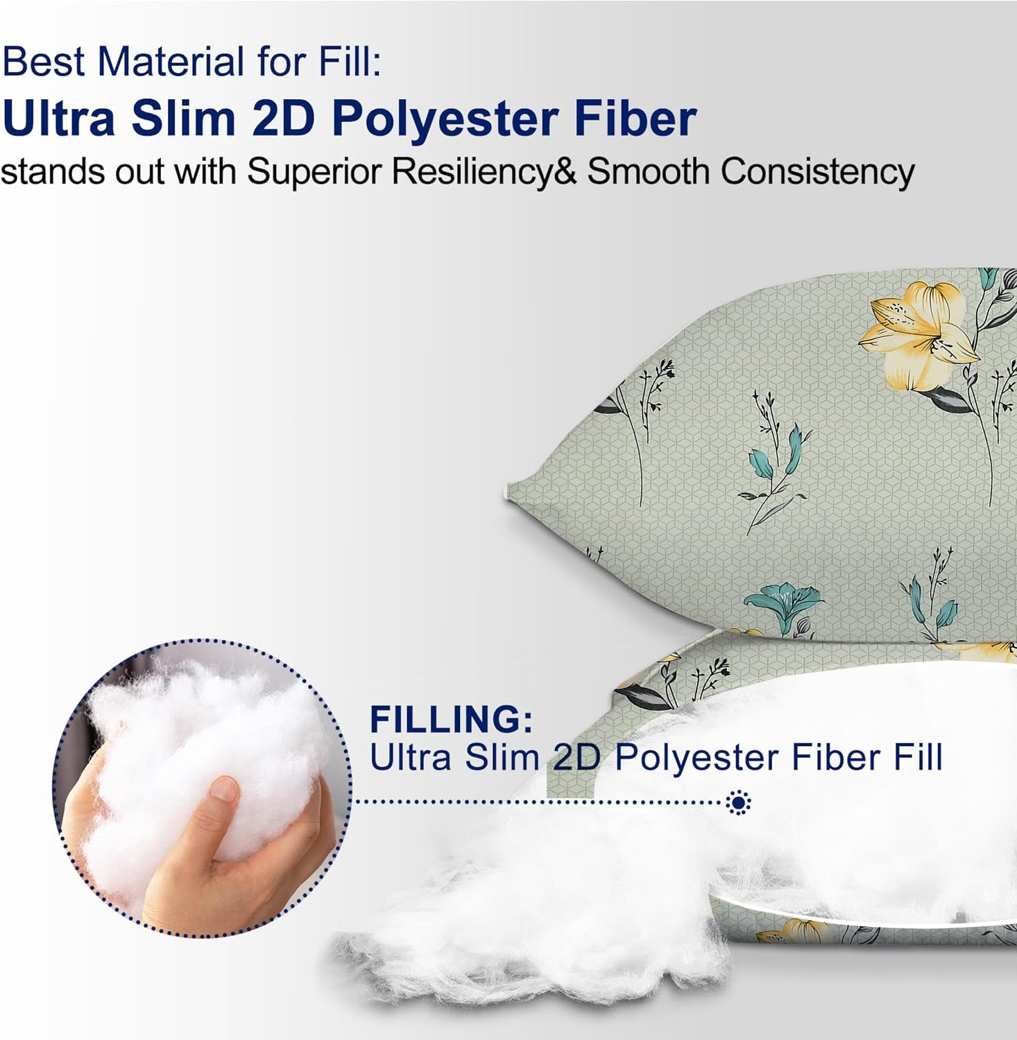 Microfiber Square Pillow Cushion For Sofa & Bed, Light Green - 16 X 16 Inch | Flower Deigns, Fluffy For Comfort & Back Support | Breathable, Premium Cotton Cushion Cover With Zip - Set Of 3