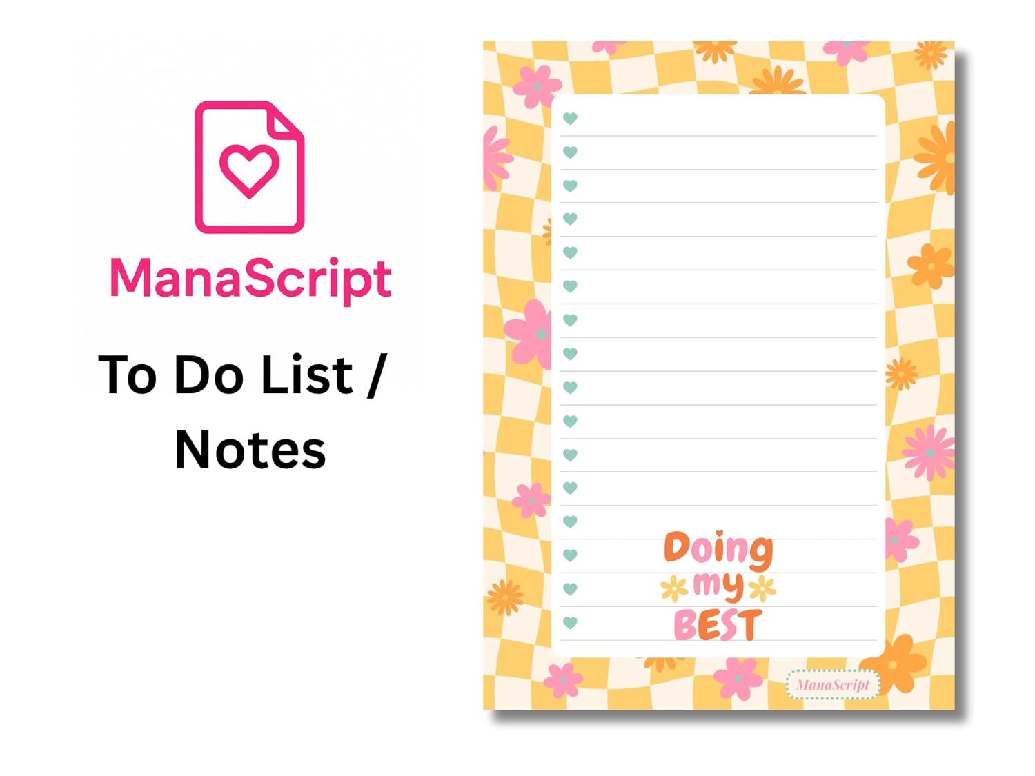 A5 Notes/To Do List Notepad, Beautiful Checklist Pad, Tear-Off Sheets (Doing My Best) Pack Of 1