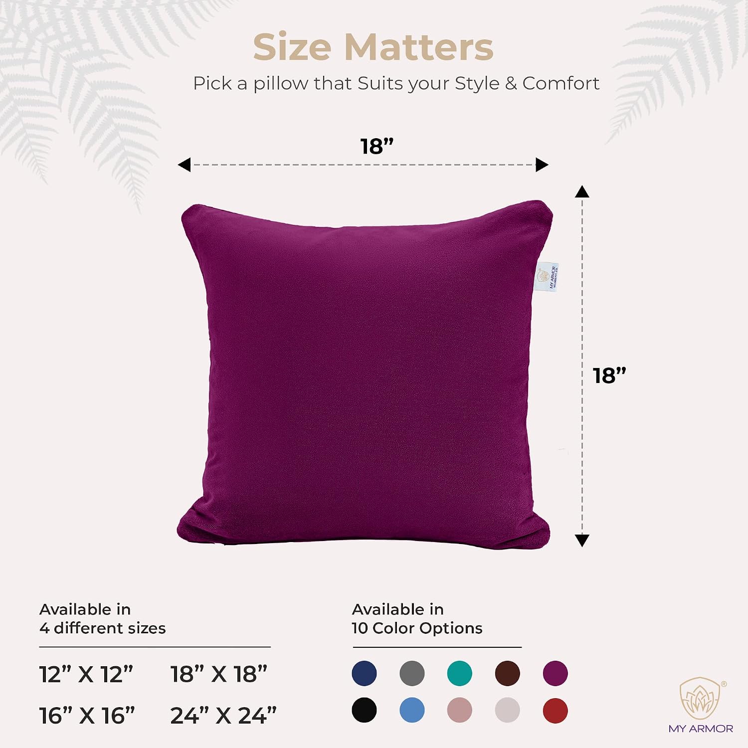 Microfiber Square Soft Pillow Cushion For Sofa & Bed, Purple - 18 X 18 Inch | Fluffy Pillow For Comfort & Back Support | Breathable, Washable | Premium Velvet Cover With Zip - Pack Of 5