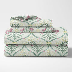 Bedsheet King Size 100% Pure Cotton Floral Sheet With 2 Pillow Covers | 108 X 108 Inches, Green & Pink | Perfect For Gifting On Weddings, Housewarmings, Or Anniversaries