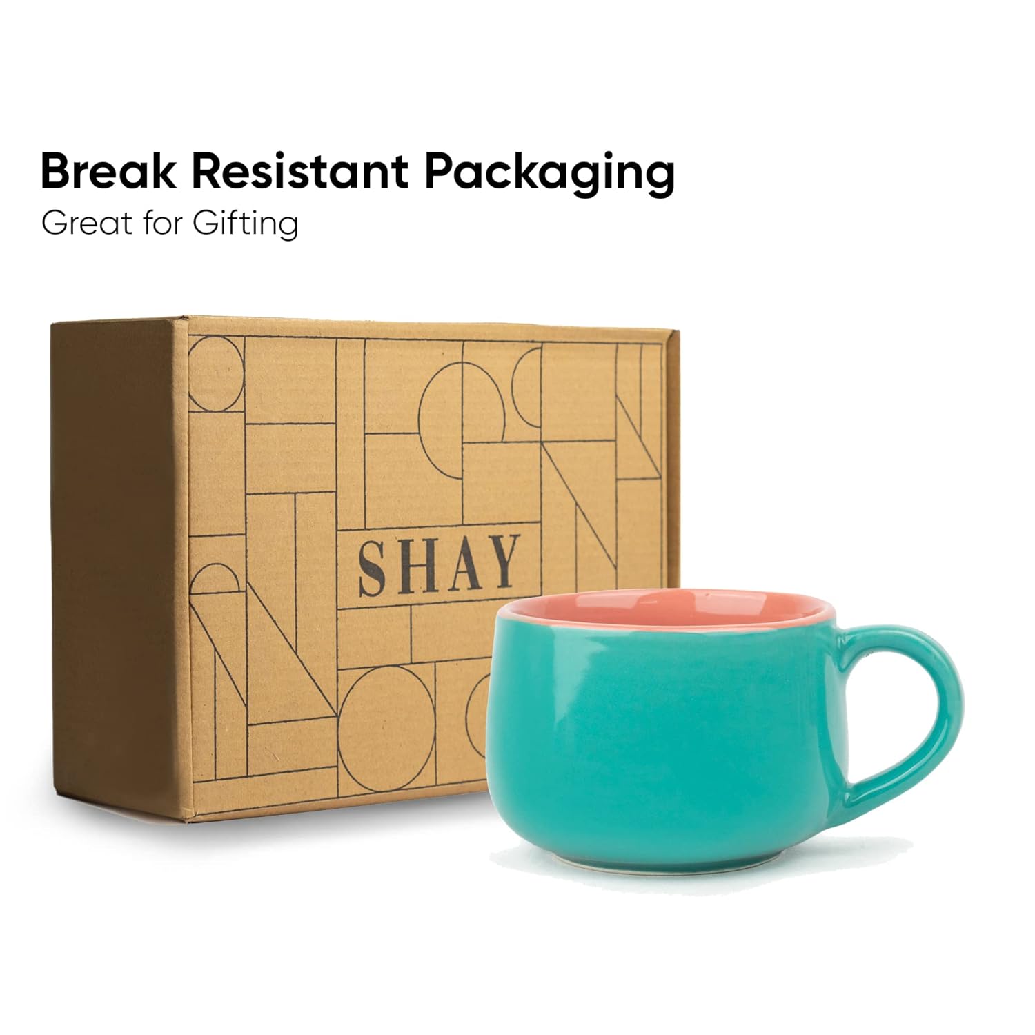 Ceramic Medium Cup Set Of 2 - Sea Green & Dark Pink, 320ml Each | Cup Set Of 2 For Coffee & Tea With Glossy Finish - Premium Stoneware Ceramic Cup | Microwave Safe & Dishwasher Safe