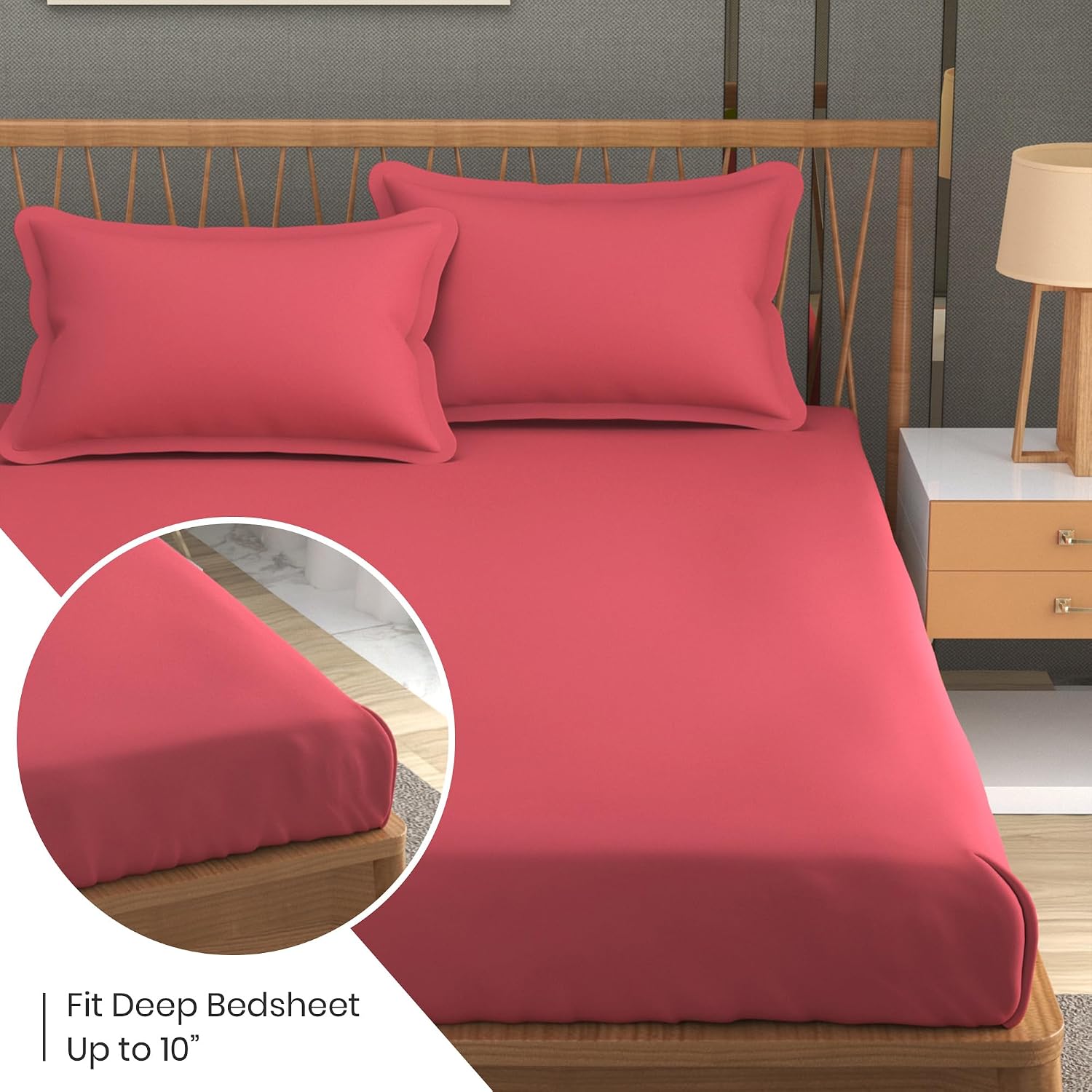 Queen Size Solid Plain Bedsheet Set Includes 2 Pillow Covers - 90 X 95 Inches, Dark Peach | Exceptional Softness & Breathability | Premium Microfiber Material
