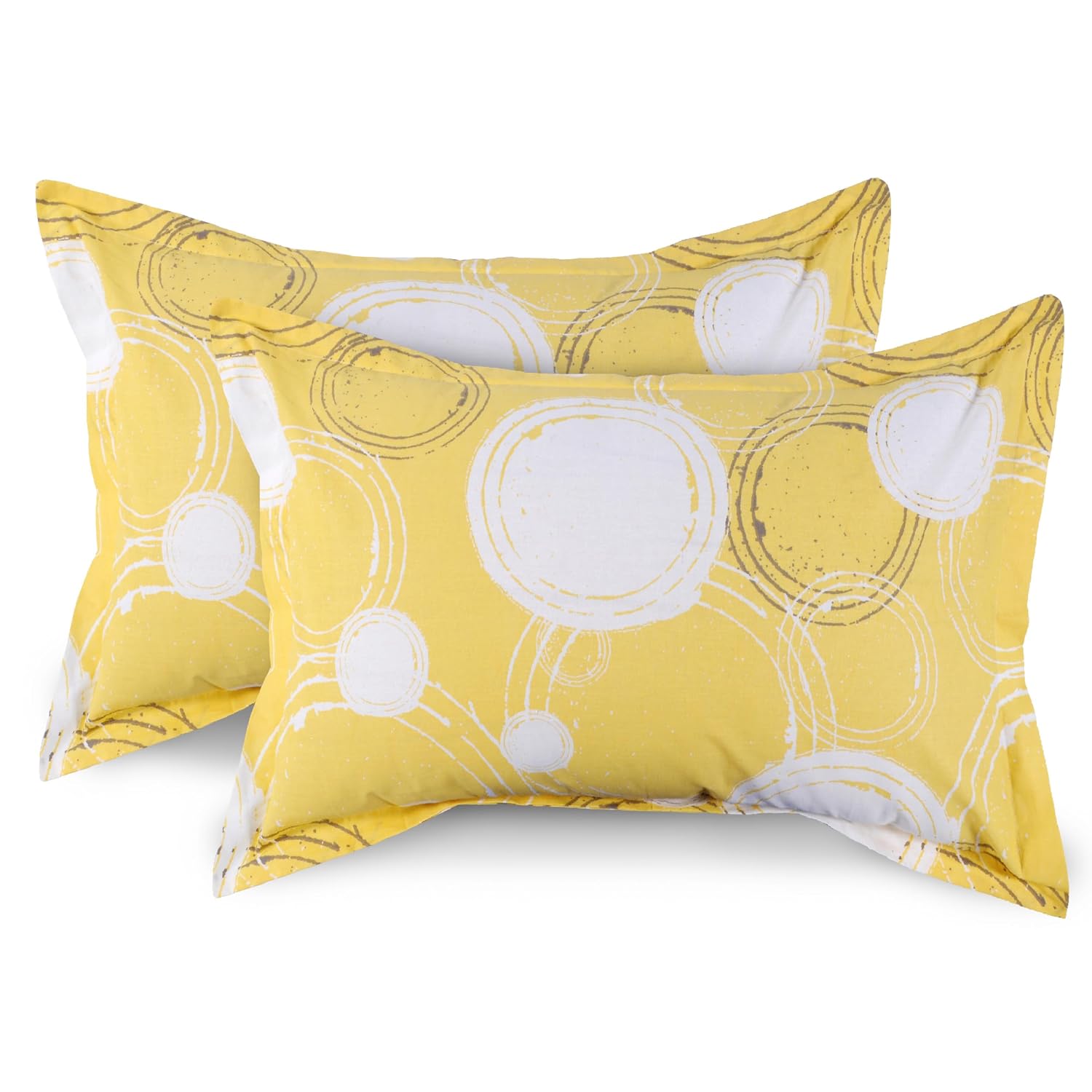 1 King Bedsheet With 2 Pillow Covers - 108 X 108 Inches, Yellow | Beautiful Print & Luxury Look Bedsheet | Cotton Bedsheet Is Naturally Comfortable