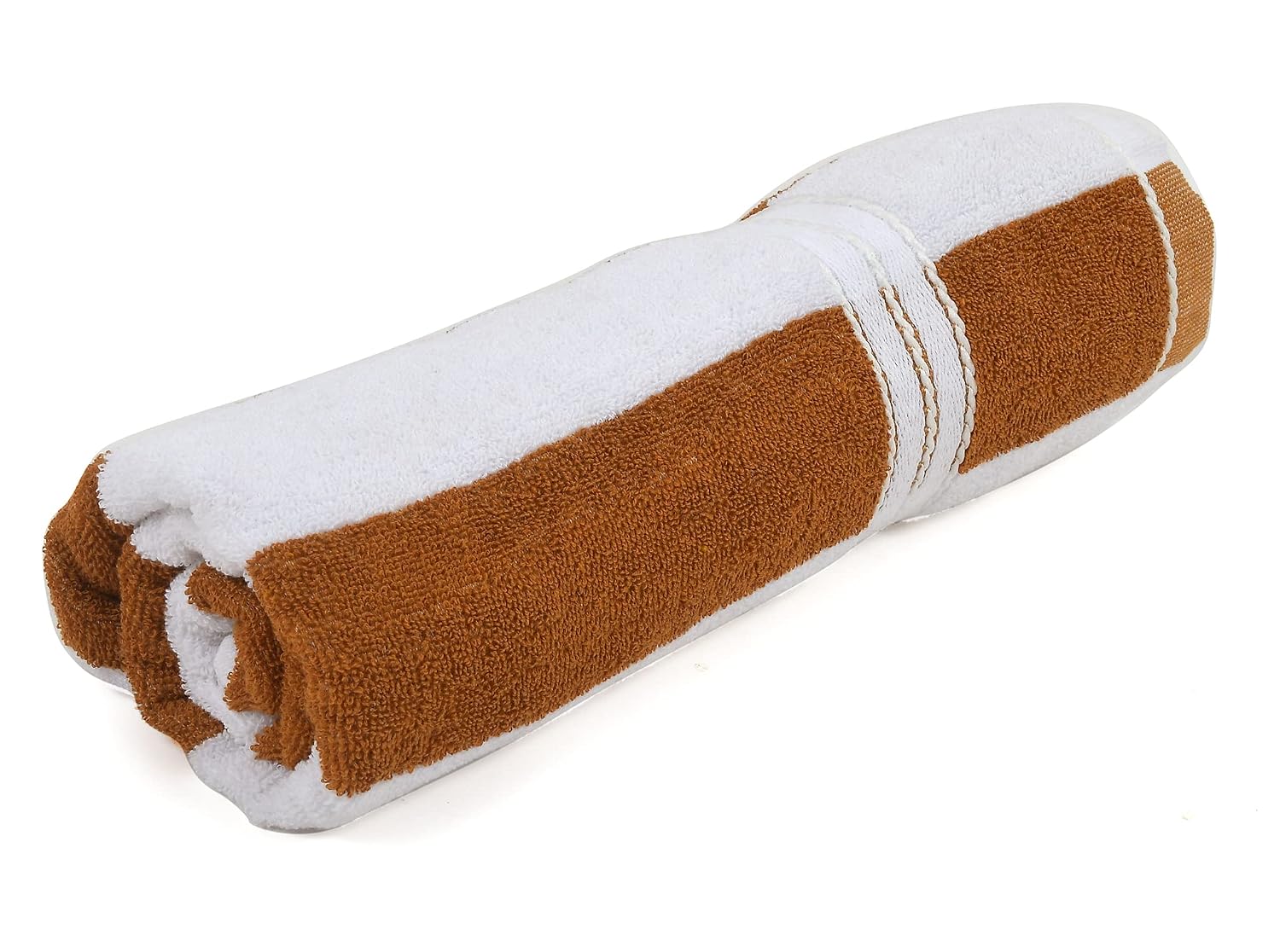 Kuber Industries Lining Design Soft Cotton Bath Towel 400 Gsm - Brown & White (Pack Of 1)