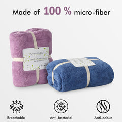 Urbanleaf Microfiber Large Bath Towel Quick Dry Super Absorbent Bath Towel | Towel For Bath, Travel, Gym, Beach, Pool & Yoga (Navy Blue & Purple)