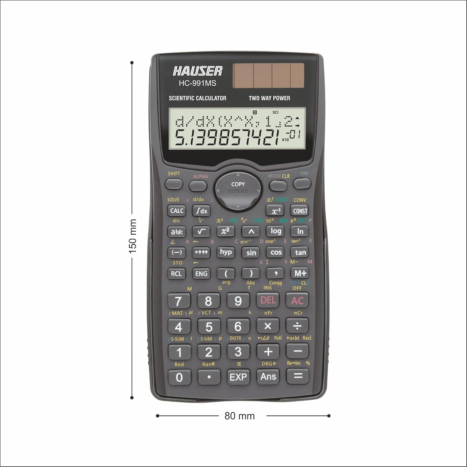 Hauser HC-991 MS Scientific Calculator | 401 Functions With 40 Scientific Calculations | Two Line Display | Data Editor, Statistics & Standard Deviations