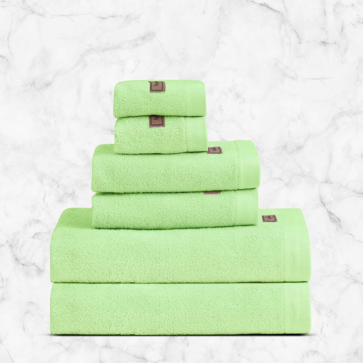 Spread Spain Bamboo Towel Bath, Hand & Face Towel 1950 Gsm | High Absorbent Super Soft | Hotel Spa Decorative Bathroom Towels | Lime (Set Of 6)