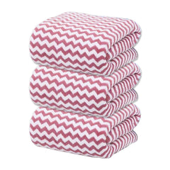 Black Gold The Finer Touch Microfiber Zigzag Bath Towel 1050 Gsm | Soft & Quick Dry Towel Lightweight & Absorbent Use For Men & Women (Pink) - Pack Of 3