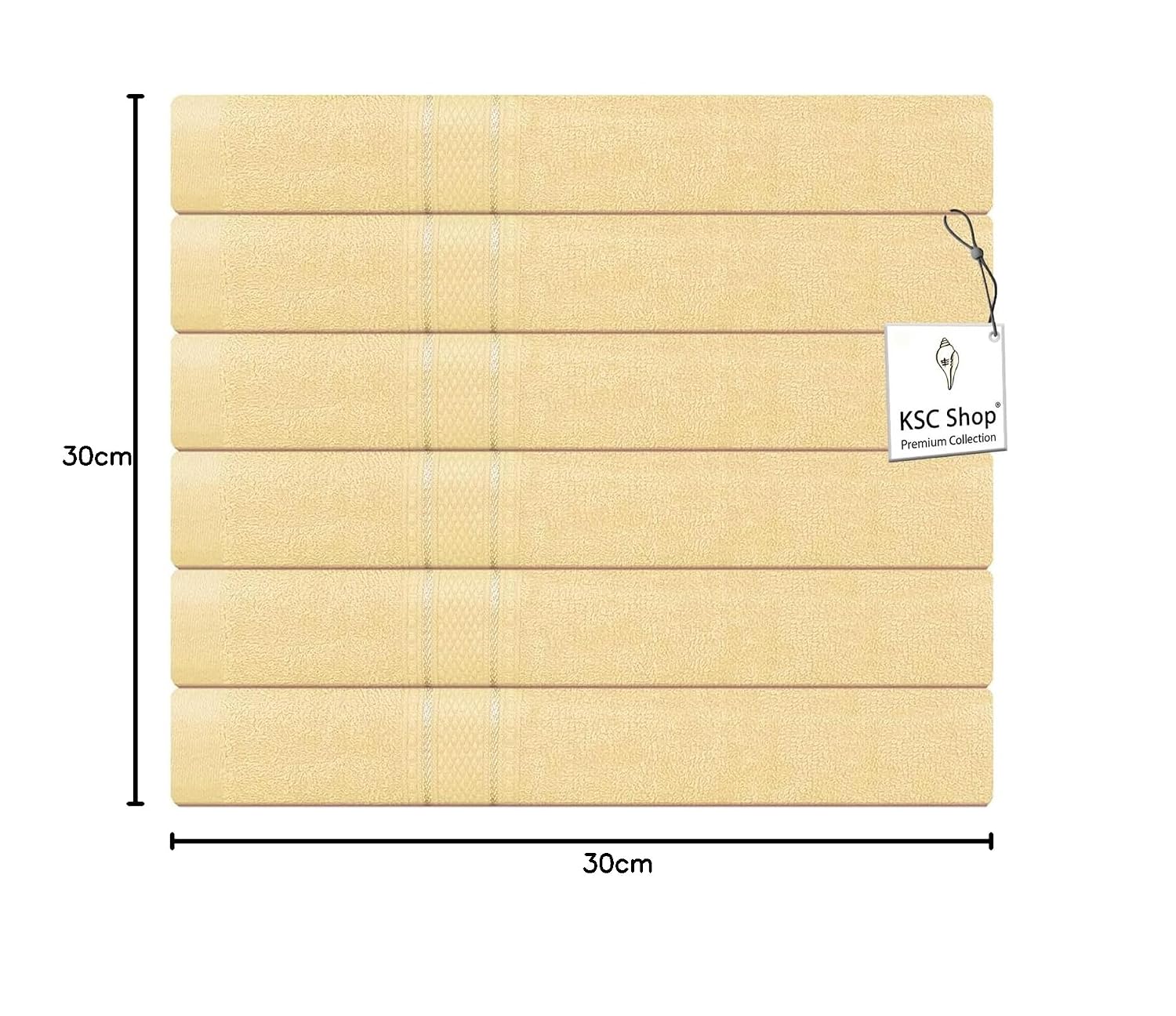 Ksc Shop Premium Luxury Cotton Face Towel 900 Gsm | Ultra Soft Highly Absorbent Face Towel (Beige) - Pack Of 6