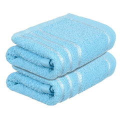 Heart Home Face Towel 400 Gsm | Facewash For Travel Workout Hand Towel | Lining Design Pack Of 2 (Blue)