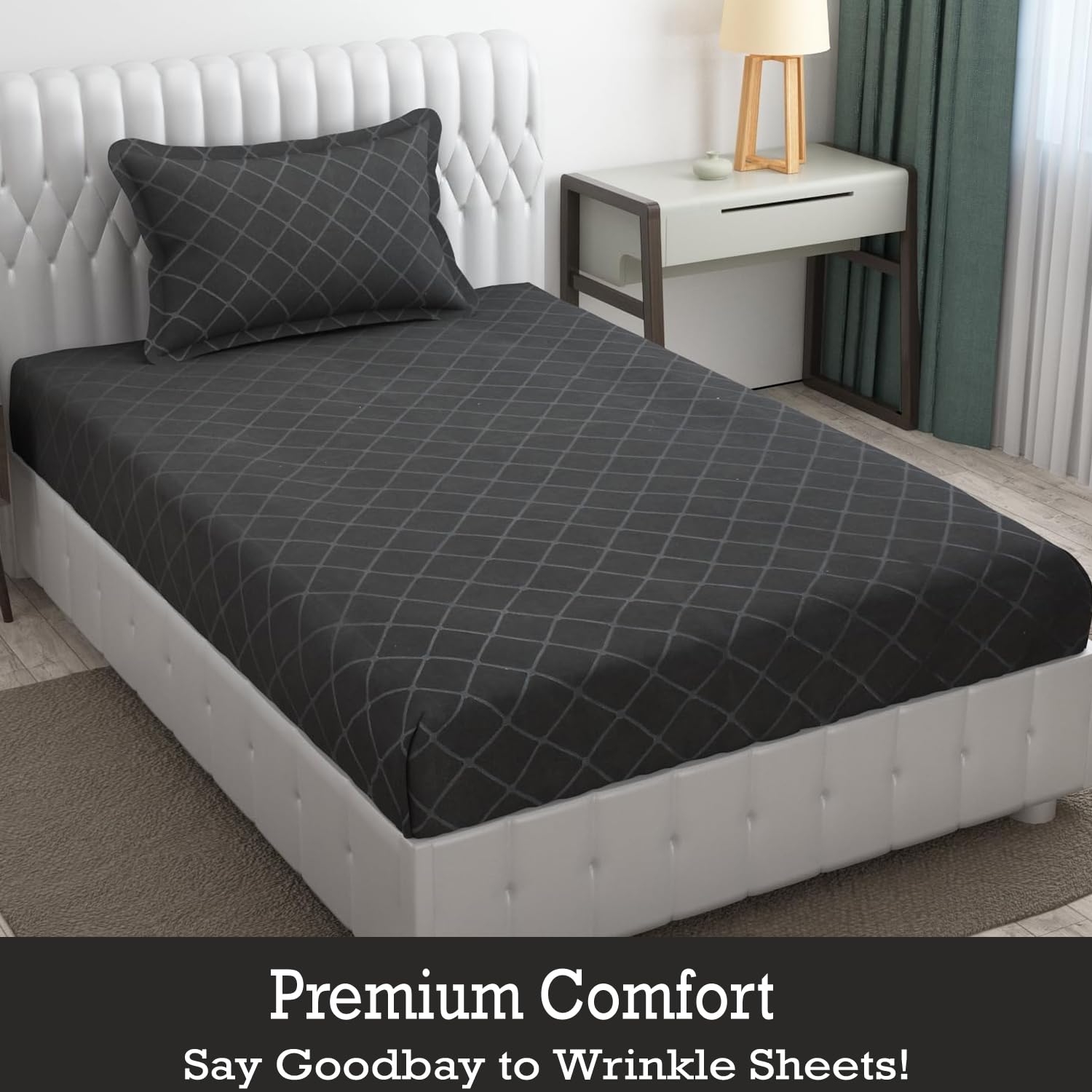 Soft Microfiber Single Bedsheet With 1 Pillow Covers - 60 X 90 Inches, Grey | Wrinkle Free Design & Easy To Wash | Refreshing Your Bedroom Look