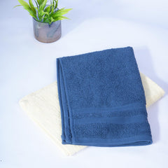 Kuber Industries Cotton Hand Towel 400 Gsm | Super Soft, Quick Absorbent & Anti-Bacterial Gym & Workout Towels - Blue & Ivory (2 Pieces)