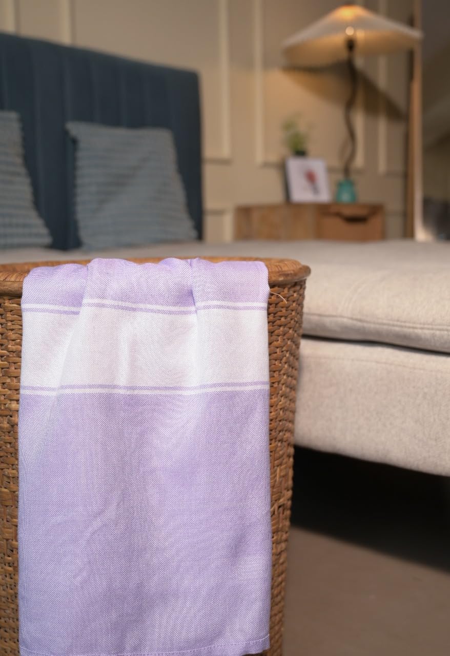 Aero Weav Ultra Lightweight Bamboo Bath Towel 200gsm | Compact, Portable & Less Than Skin-Friendly & Eco-Friendly Travel Towel (Lavender Lily & Baby Pink)- Pack Of 2