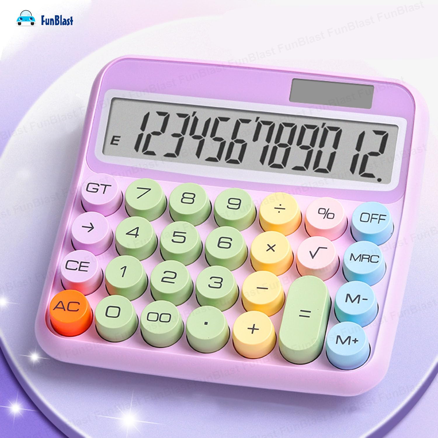Funblast Calculator 12 Digit Extra Large 5-inch LCD Display,15° Tilt Screen For Kids Calculator Big Buttons Easy To Press Use As Office, School & Home Calculators Desktop (Purple)