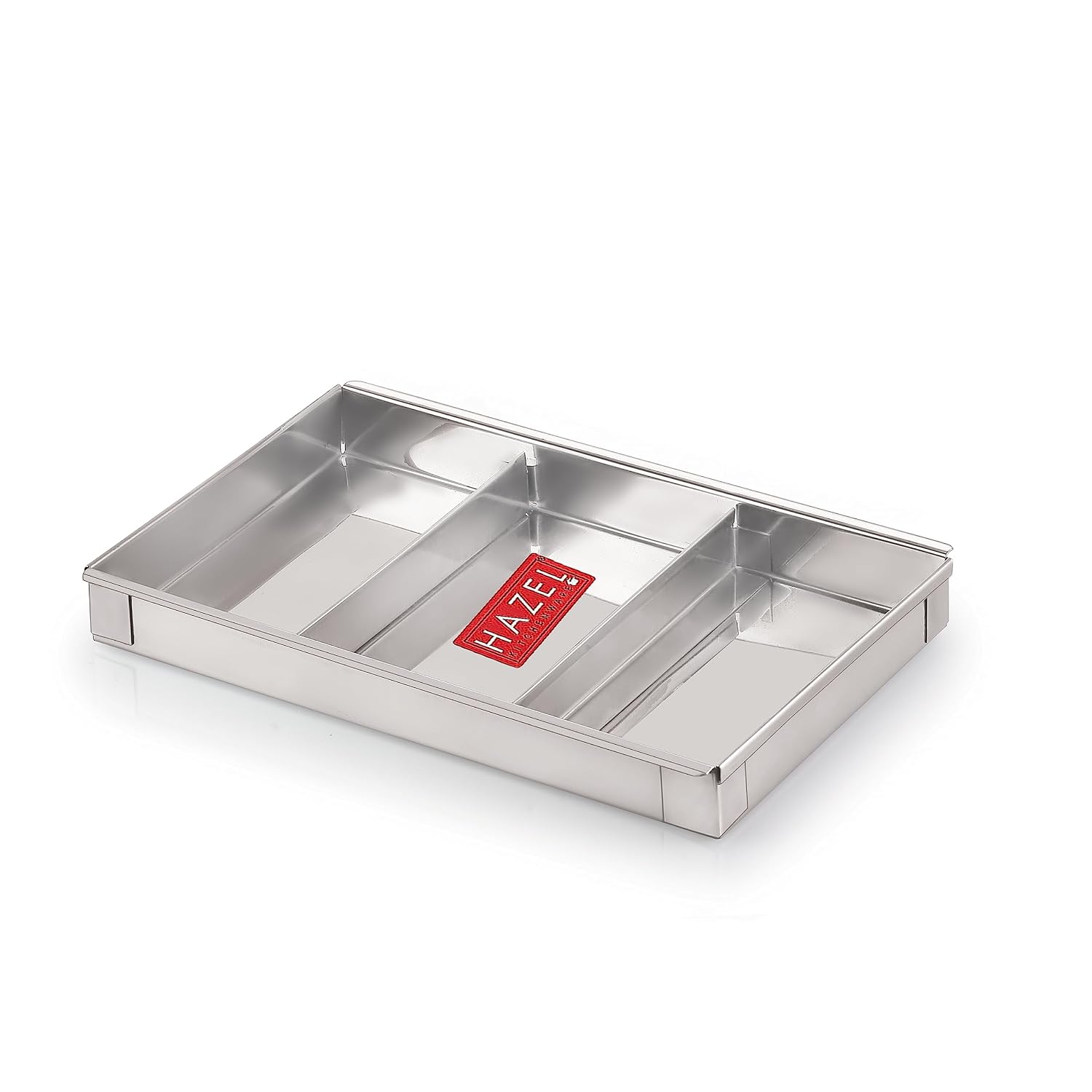 Stainless Steel Cash Box For Shop Counter Drawer, Large Locking Metal Box For Cash With 4 Compartments For Adults, Colour - Silver