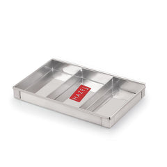 Stainless Steel Cash Box For Shop Counter Drawer, Large Locking Metal Box For Cash With 4 Compartments For Adults, Colour - Silver