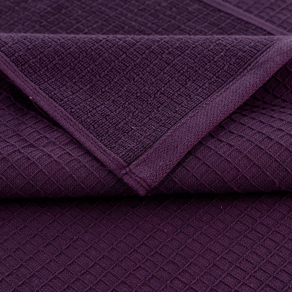 Casa Copenhagen Egyptian Cotton Waffle Large Bath Towel 500 Gsm (Dark Purple)
