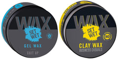 Set Wet Hair Gel Wax & Clay Wax 60g Each 2.1 Oz. | For Slick & Shiny Finish