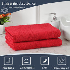 Fresh From Loom Luxury Edition Egyptian 100% Pure Cotton Bath Towel 1200 Gsm | High Water Heavy Soft Dual Stitched Bath Towel (Spanish Red) - 2 Pcs