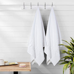 Harbell Home 100% Cotton Large Full Size Bath Towels 1800 Gsm | Hotel & Spa, Super Soft Absorbent Bath Towel (White) - 4 Pcs